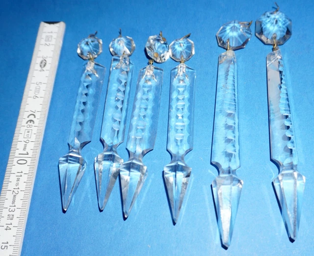 Eiszapfen Zapfen Kristall Glas f. Kronleuchter Ersatzteile Baumbehang 6x URALT )