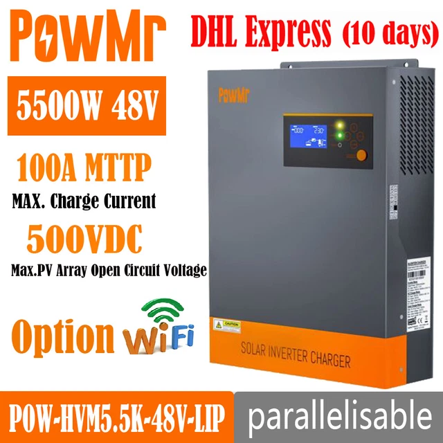 POWMR 5500W 48V Hybrid Solar Inverter Charger MPPT Pure Sine Wave ...