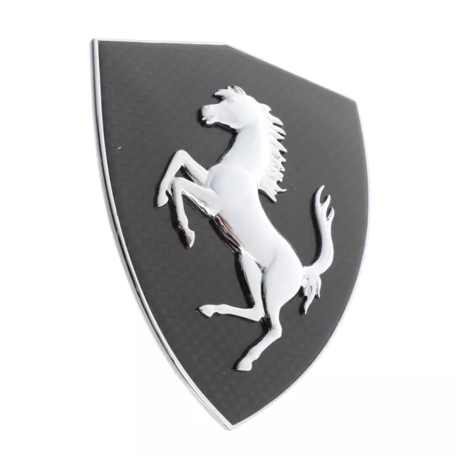 GENUINE FERRARI Prancing Horse Wing Shields Carbon Black And Silver 70004933