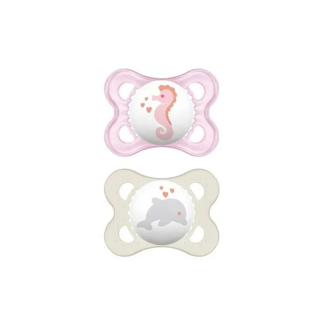 MAM Original - 2 Soothers with silicone teat 6m + in assorted color feminine