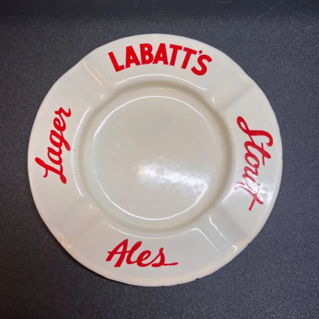 Vintage Labatts Beer Lager Ales Stout Porcelain Ashtray Antique Beer Advertising