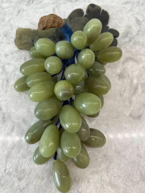 Large Chinese Hand Carved Jade Grape Cluster