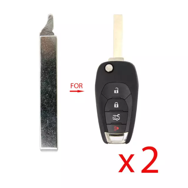 Uncut Remote Flip Key Blade Insert Key Replacement for Chevrolet Cruze (2 Pack)