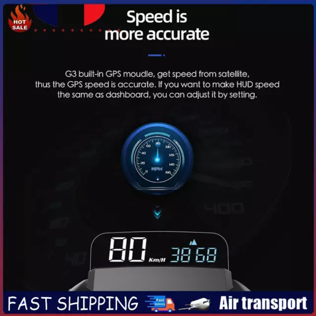 Car HUD GPS Speedometer Universal Auto Warning Head Up Display Auto Accessories