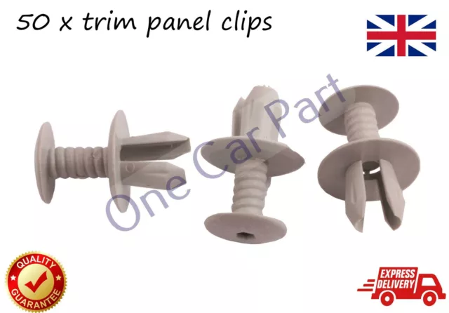 50 x Trim Panel Lining Clips Lt Grey For VW Beetle Bora Caddy Polo Jetta Passat