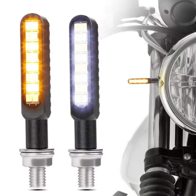 2 Stücke Motorrad Blinker Mini Blinkerleuchten LED Tagfahrlicht weiß gelb