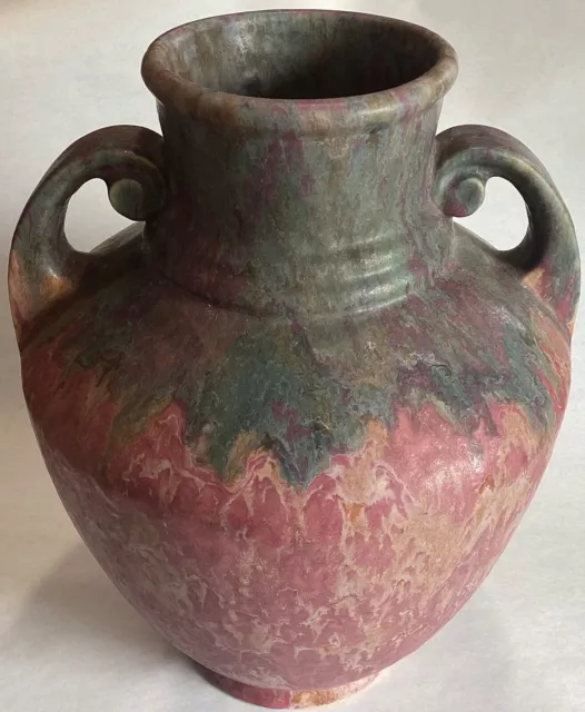 Stellar Large 12” Tall Antique Roseville Pottery Carnelian II Arts & Crafts Vase