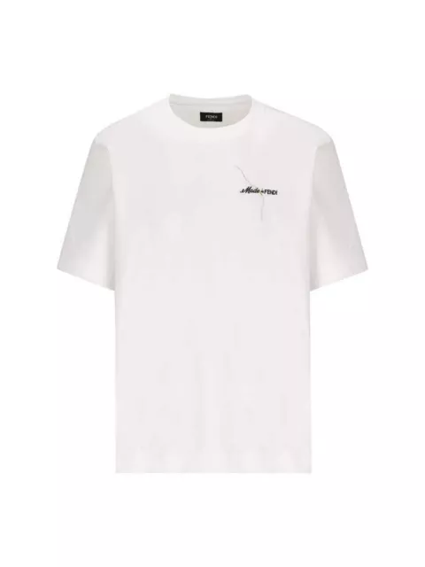 Men’s White Fendi Logo Print Short Sleeve T-shirt