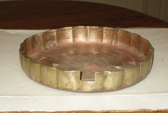 Antique 1800s HEAVY BRASS TRAY PLATTER BOWL POT  Beautiful Antique Collectible