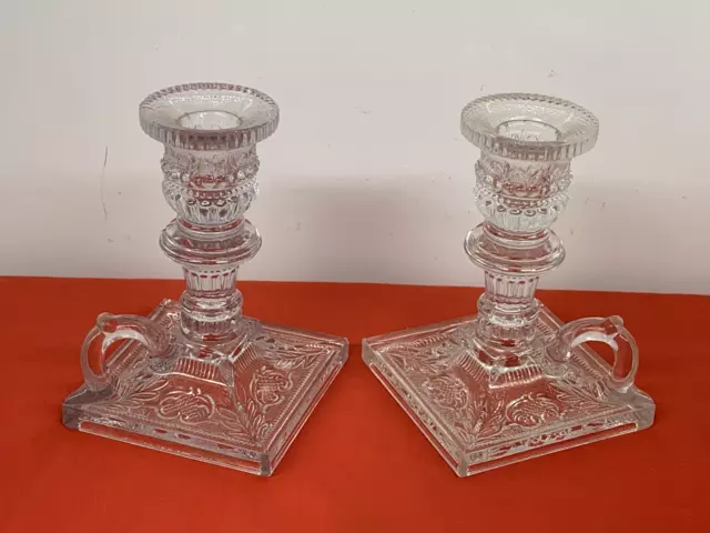 Imperial Glass Co.,  Candlesticks (2)  --  Repro Of Boston And Sandwich Item