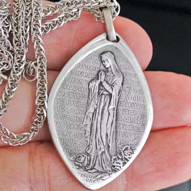 Médaille de laVierge Marie Lourdes Apparitions Grand modèle, argent 925