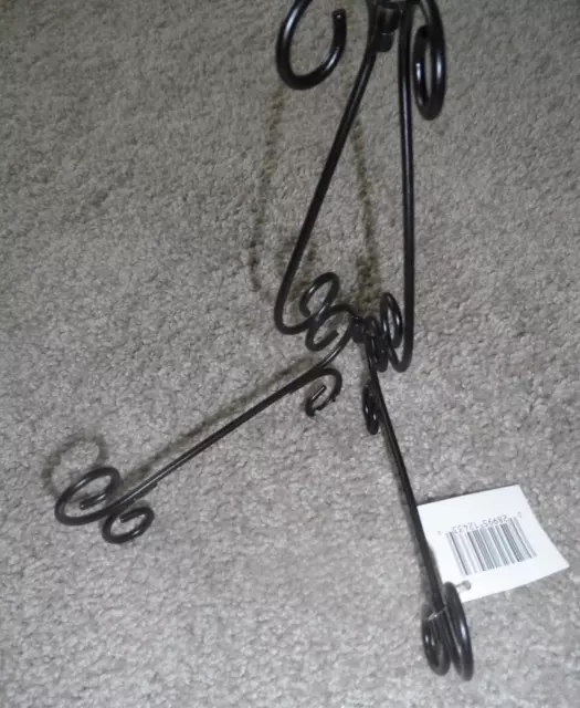 Black Wrought Iron Picture/Plate/Book Display Stand - 7", Folds Flat