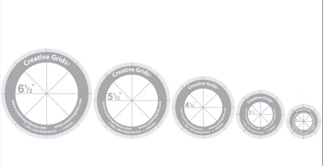 Creative Grids Non Slip Ruler Circles (5 Discs with Grips) SEE VIDEO