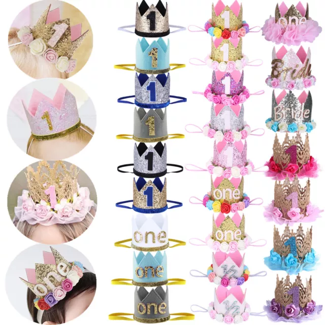 Baby Boys Girls Birthday Crown Headband 1st Tiara Headwear Party Hat Accessories