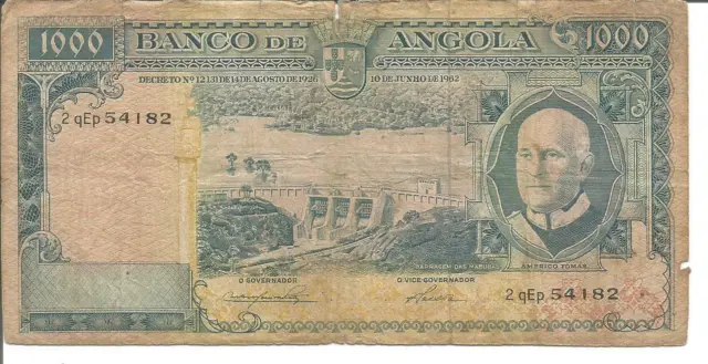 Angola  Portugal 1.000$00 Escudos 10/06/1962