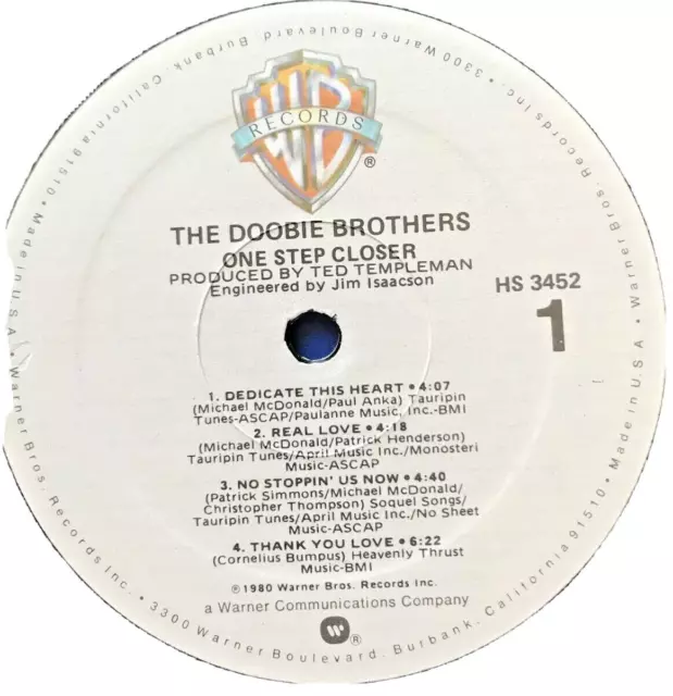 Doobie Brothers "One Step Closer" HS3452 WB 1980 Photo Lyric Sleeve LP 2