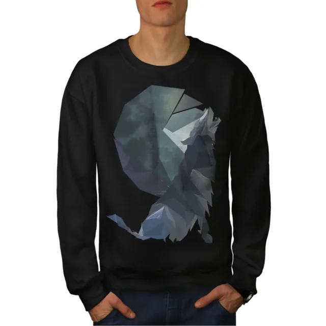 Wellcoda Wolf Shapes Art Fashion Mens Sweatshirt, Wild Casual Pullover Jumper