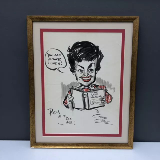 George Crionas Paula Mitchell Celebrity Caricature Original Painting 1970s