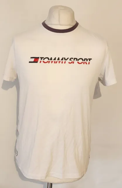 T-shirt uomo Tommy Hilfiger sport bianca manica corta 100% cotone