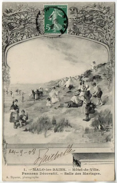 MALO LES BAINS - NORD - CPA 59 - le panneau de la salle des mariages à la Mairie