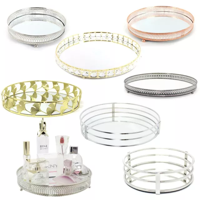 Decorative Mirrored Tray | Tealight Candle Holder Plate |Vanity Perfume Tray