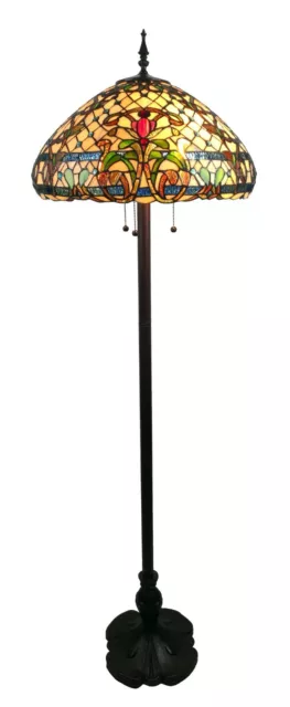 Tiffany Style Stained Glass Floor Lamp "Avalon" w/ 20" Shade - FREE SHIP USA