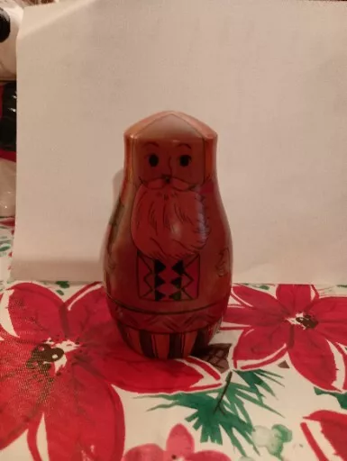 Russian Nesting Dolls 5 Babushka Matryoshka Orange Wooden Old Man Hand Painted 3