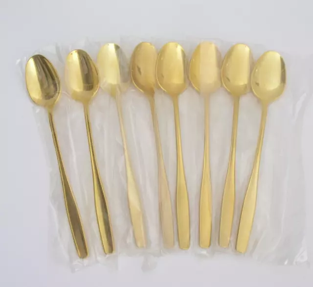 (8) Rogers Golden Modern Living 7 1/2" Iced Tea Spoons - Brand New