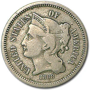 1868 3 Cent Nickel Fine - SKU#1771