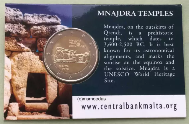 Malta 2 Euro 2018 Mnajdra Tempeln CoinCard Münzkarte Gedenkmünze BU