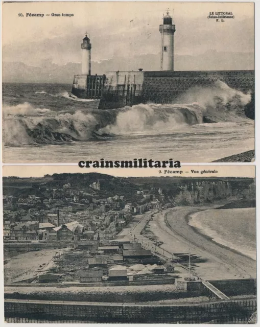 2x Orig. Foto AK Postkarte Hafen Leuchtturm FÉCAMP Normandie Frankreich