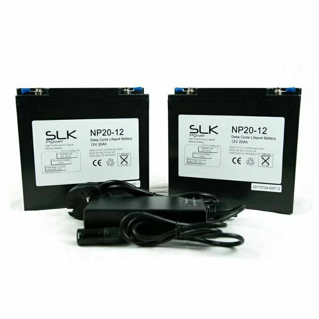 2 X 12V 20AH LIFEPO4 LITHIUM MOBILITY SCOOTER BATTERIES PRIDE KYMCO
