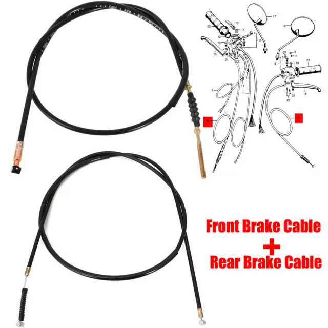 Handlebars Front & Rear Brake Cable Set For Honda CT90 Trail 90 1970-1978 1971