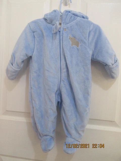 baby boys Child of Mine size 0-3 months warm fleece hooded footed one piece