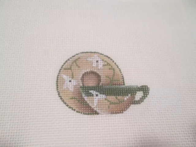 Cup And Saucer-Melissa Shirley-Handpainted Needlepoint Canvas