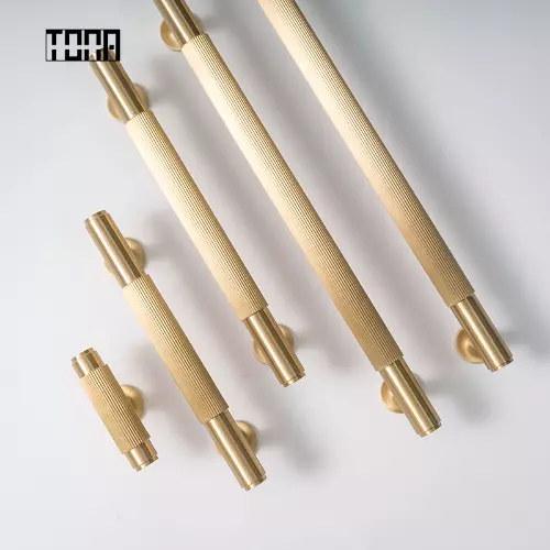 Solid Brass Three-dimensional Vertical Stripe Cabinet Pull Kitchen Drawer Handle 3