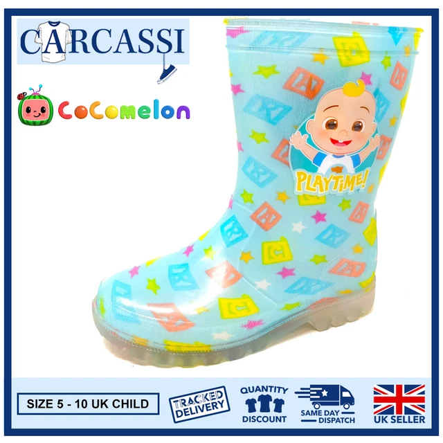 Stivali Wellington blu pioggia Cocomelon Wellies bambini/ragazze taglia 5-10