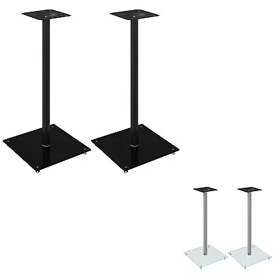 Speaker Stands Floor Stands for Home Theater Tempered Glass 1 Pillar vidaXL