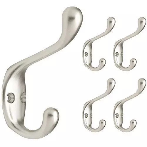Franklin Brass Heavy Duty Coat and Hat Hook Wall Hooks 3 Inches, 5-Pack, Matte