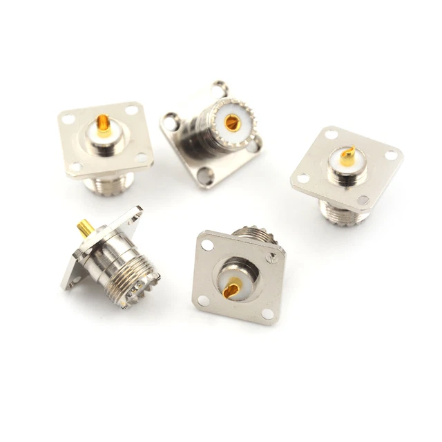 5x UHF Female SO239 Panel Chassis Mount Flange Mount Solder Cup RF Connect^lk