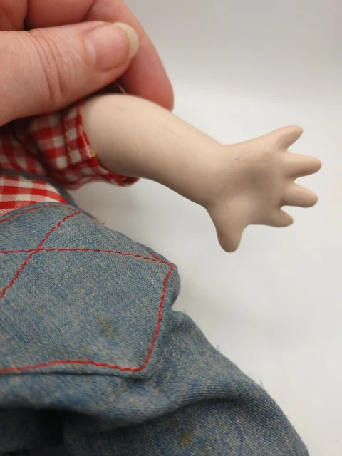 Vintage Margorie Spangler Porcelain Doll Western Cowboy Farmer Straw Hat 1979 8