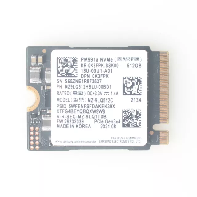 New Samsung PM991 PM991A 512G 2230 M.2 NVMe SSD For Microsoft surface Steam Deck