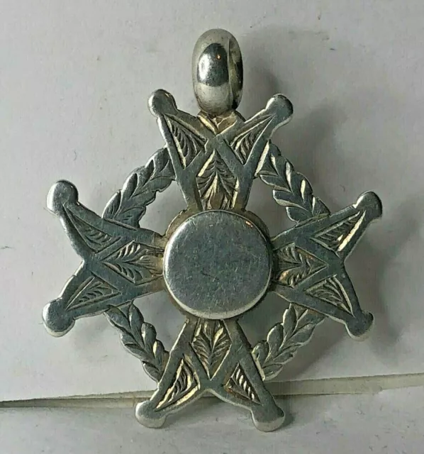 Victorian Silver Fob Stylised Cross Birmingham 1892 hallmark Religious /masonic