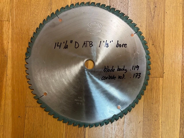 North American 14 1/2" D 1 1/8" bore 72 tooth ATB Industrial Crosscut Saw Blade