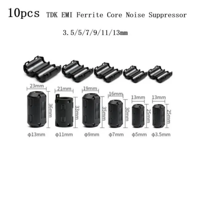 Boost Signal Quality avec TDK 10 Pack Ferrite Core Câble Clip Suppression Bruit