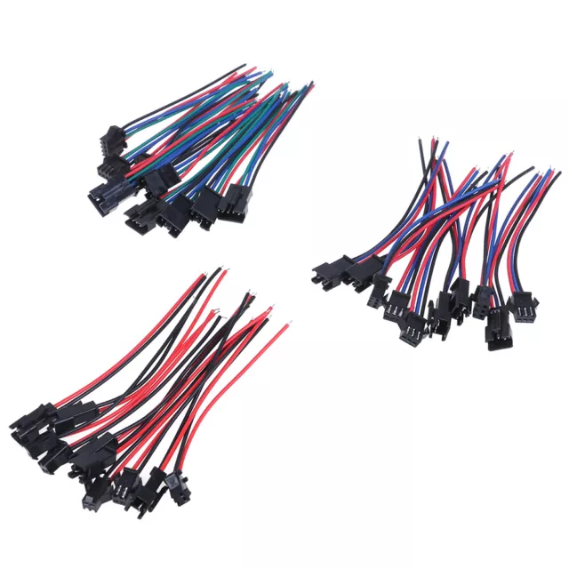 5Pairs SM 2Pin 3Pin 4Pin Male and Female LED Strip Wire Connector 20cm  HF TE~mj