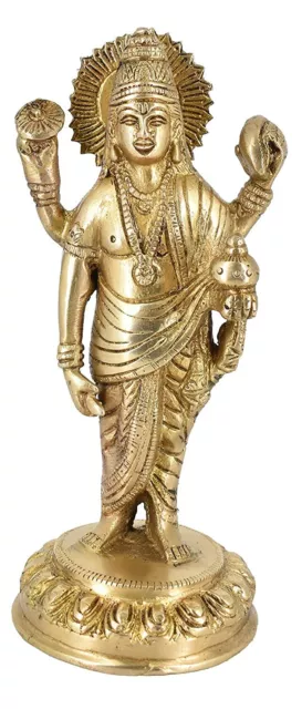 Brass Hindu God Lord Vishnu Dhanmantri Bhagwan  Statue Sculptures & Figurines