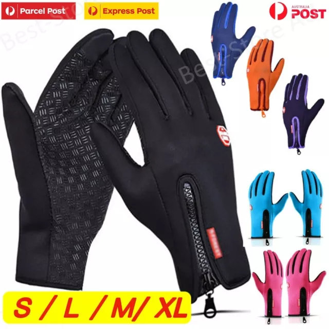 Winter Warm Windproof Waterproof Anti-Slip Thermal Touch Screen Gloves Unisex Au