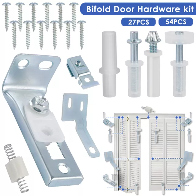 27/54Pcs Bifold Door Hardware Repair Kit Metal Bifold Door Installation Repair U