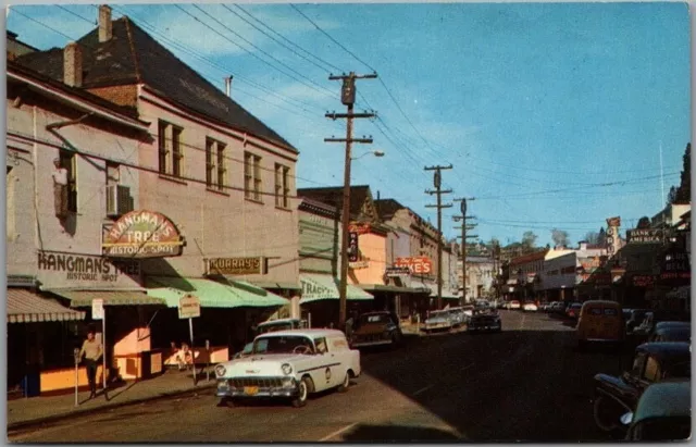 Placerville, California Postcard Main Street / Downtown Scene 1950s Cars Unused